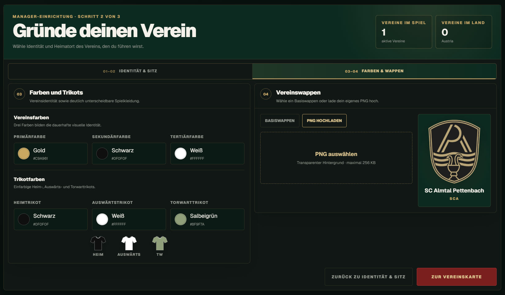 Vereinsname und Identität festlegen