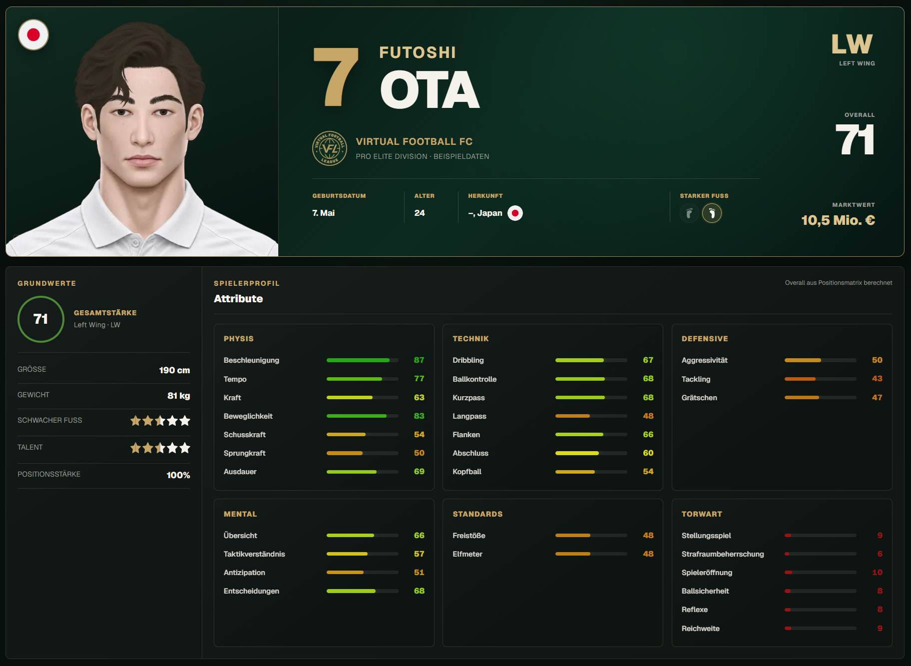 Spielerprofil Variation 4
